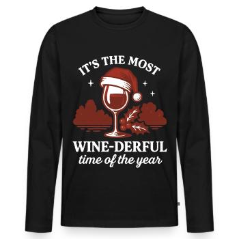 Noël est la période la plus viticole de la - T-shirt manches longues Premium bio Homme - noir - Devant - Nico (187cm)