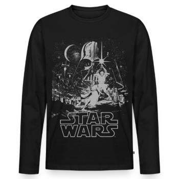 Star Wars Galaxie Mit Darth Vader Retro - Männer Premium Bio Langarmshirt - Schwarz - Vorne - Nico (187cm)
