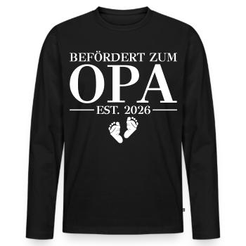 Promu grand-père 2026 - Baby shower - T-shirt manches longues Premium bio Homme - noir - Devant - Nico (187cm)