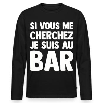 Humorbar Bistrot Aperitif Beauf Alkoholiker Lustig - Männer Premium Bio Langarmshirt - Schwarz - Vorne - Nico (187cm)