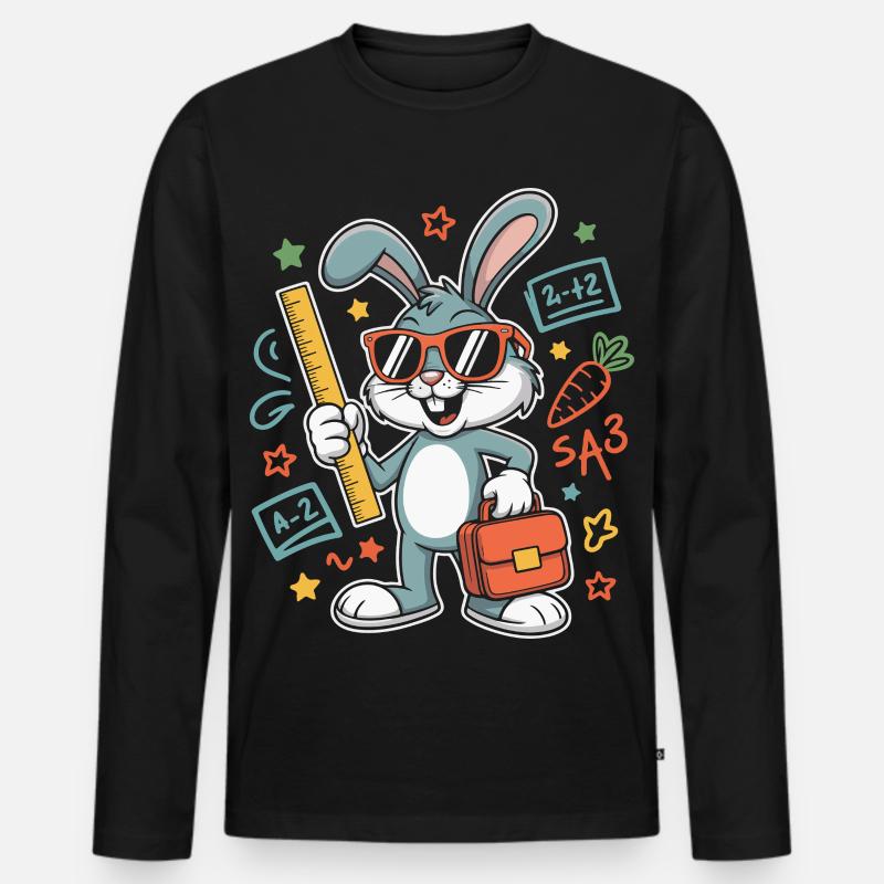 Lernbunny Schulabenteuer mit Brille - Männer Premium Bio Langarmshirt - Schwarz