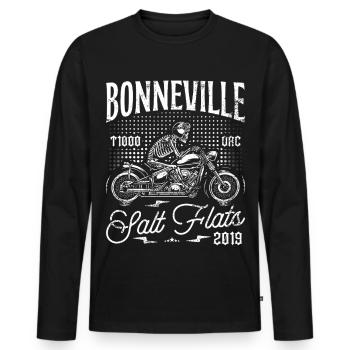 Bonneville Salzwüste Motorrad Geburtstag 2019 - Männer Premium Bio Langarmshirt - Schwarz - Vorne - Nico (187cm)