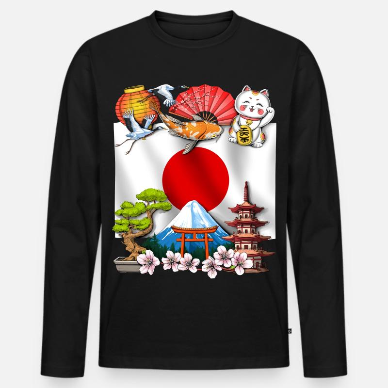 Japan - Männer Premium Bio Langarmshirt - Schwarz