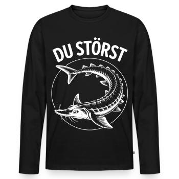 You Disturb Fish Circle Motif - Men's Premium Organic Long Sleeve Shirt - black - Front - Nico (187cm)