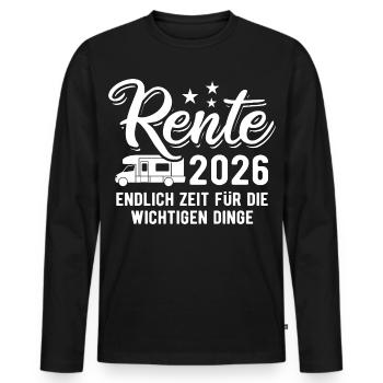 Pension 2026 - Enfin le moment | Campeur | Pension - T-shirt manches longues Premium bio Homme - noir - Devant - Nico (187cm)