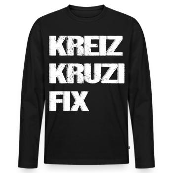 Dictons bavarois Kreiz Kruzi Fix - T-shirt manches longues Premium bio Homme - noir - Devant - Nico (187cm)