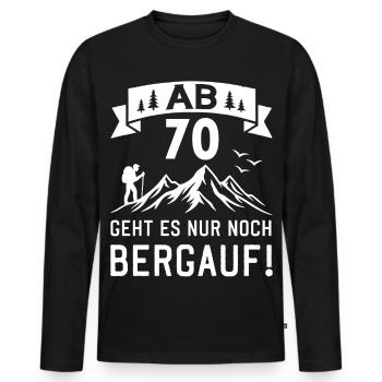 AB 70 Geht Es Nur Noch Bergauf 70 Jahre Geburtstag - Männer Premium Bio Langarmshirt - Schwarz - Vorne - Nico (187cm)