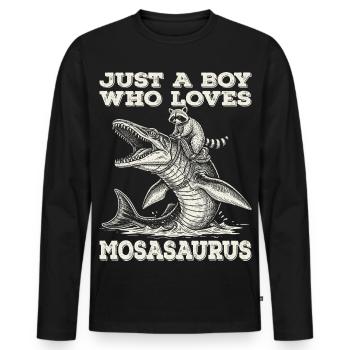 Juste un garçon qui aime le raton laveur Mosasaurus - T-shirt manches longues Premium bio Homme - noir - Devant - Nico (187cm)