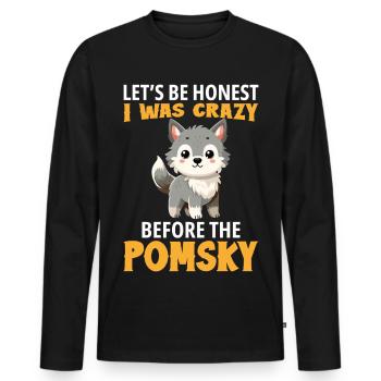 Pomsky Hundegeschirr Hundeleckerlis Pomsky ausgestopft - Männer Premium Bio Langarmshirt - Schwarz - Vorne - Nico (187cm)