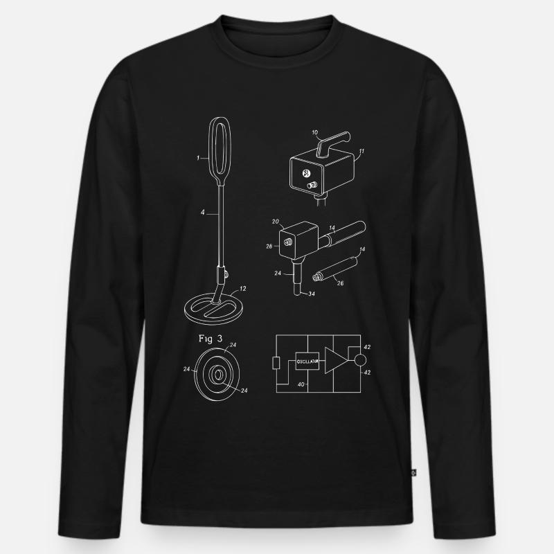 Metalldetektor-Bauplan Abb. 3 Design - Männer Premium Bio Langarmshirt - Schwarz