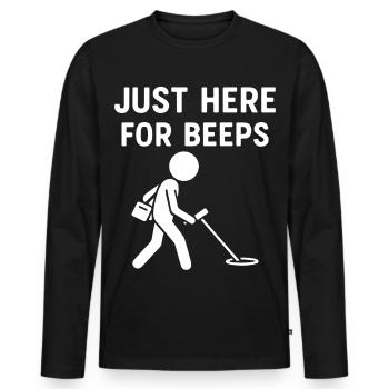 Just Here For Beeps Metal Detecting Fun - Men's Premium Organic Long Sleeve Shirt - black - Front - Nico (187cm)