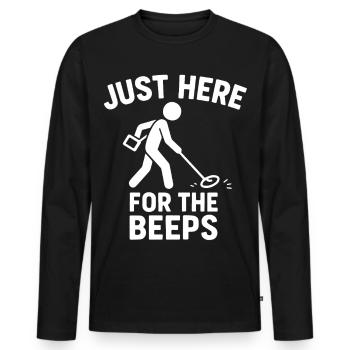 Nur hier für den Spaß am Metalldetektor-Suchen! - Männer Premium Bio Langarmshirt - Schwarz - Vorne - Nico (187cm)