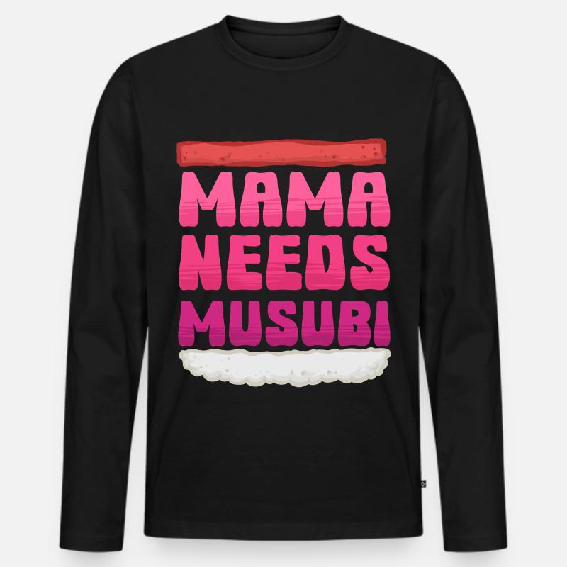 Mama Needs Musubi - Männer Premium Bio Langarmshirt - Schwarz