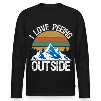 I Love Peeing Outside Camping Hiking - T-shirt manches longues Premium bio Homme - noir - Devant - Nico (187cm)