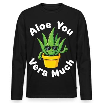 Aloe You Vera Viel Saftiger Kaktus Wortspiel - Männer Premium Bio Langarmshirt - Schwarz - Vorne - Nico (187cm)
