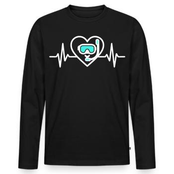 Cœur Plongée – Passion Océan - Männer Premium Bio Langarmshirt - Schwarz - Vorne - Nico (187cm)