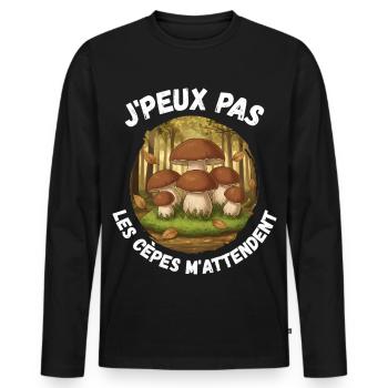 I can't the porcini mushrooms are waiting for me - Men's Premium Organic Long Sleeve Shirt - black - Front - Nico (187cm)