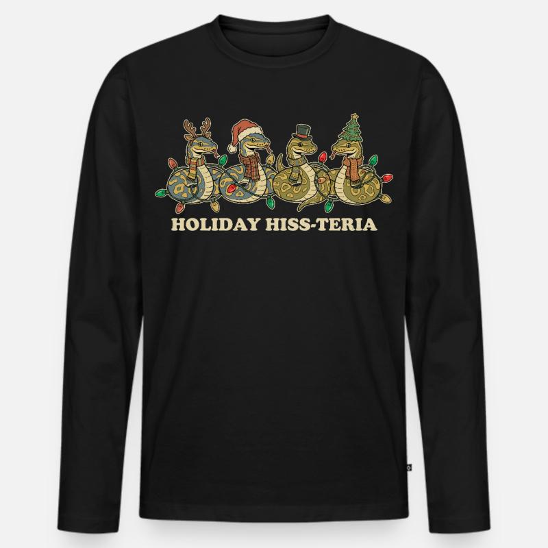 Königspython Weihnachtsbeleuchtung Geschenk - Männer Premium Bio Langarmshirt - Schwarz