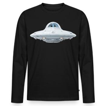 UFO - Men's Premium Organic Long Sleeve Shirt - black - Front - Nico (187cm)