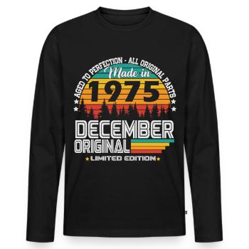 December 1975 Vintage Vintage Retro Birthday - Men's Premium Organic Long Sleeve Shirt - black - Front - Nico (187cm)