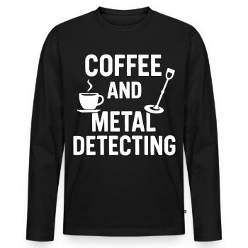 Kaffee- und Metalldetektor-Hobby-Enthusiast - Männer Premium Bio Langarmshirt - Schwarz - Vorne - Nico (187cm)