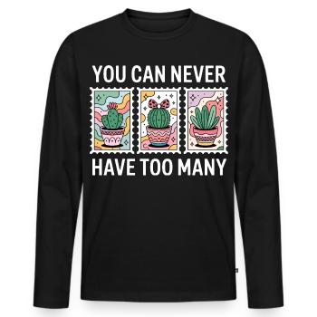 Funny Plant Succulent Cactus Collector - Men's Premium Organic Long Sleeve Shirt - black - Front - Nico (187cm)