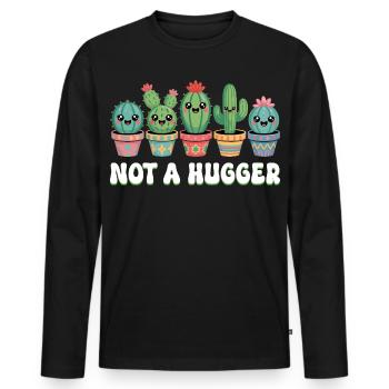 Hugger Lustige Pflanze Sukkulente Kaktus - Männer Premium Bio Langarmshirt - Schwarz - Vorne - Nico (187cm)