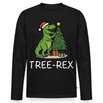 Tree-Rex – Dino Weihnachtsmotiv T-Rex - Männer Premium Bio Langarmshirt - Schwarz - Vorne - Nico (187cm)