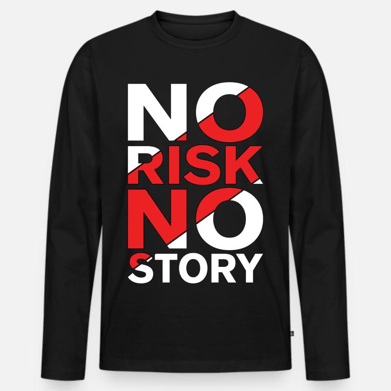 No Risk No Story - Männer Premium Bio Langarmshirt - Schwarz