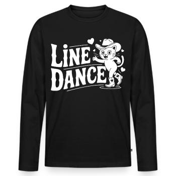 Line Dance Katze Silhouette - Männer Premium Bio Langarmshirt - Schwarz - Vorne - Nico (187cm)