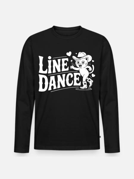Line Dance Cat Silhouette - Men's Premium Organic Long Sleeve Shirt - black