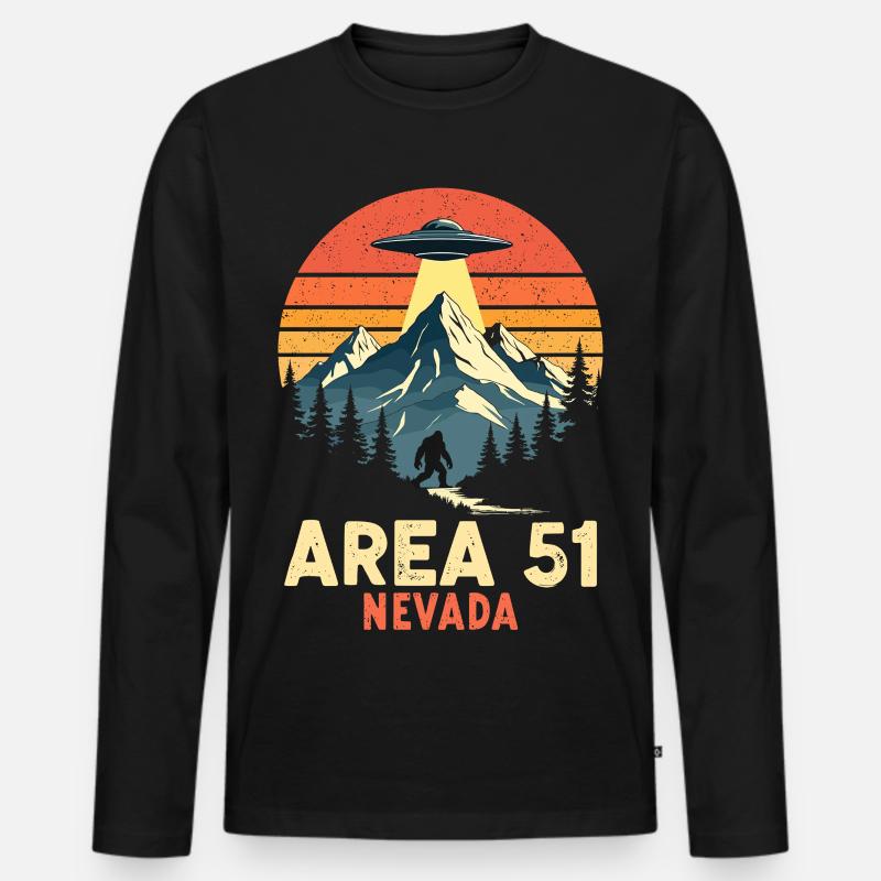 Area 51 Nevada UFO trifft Bigfoot - Männer Premium Bio Langarmshirt - Schwarz