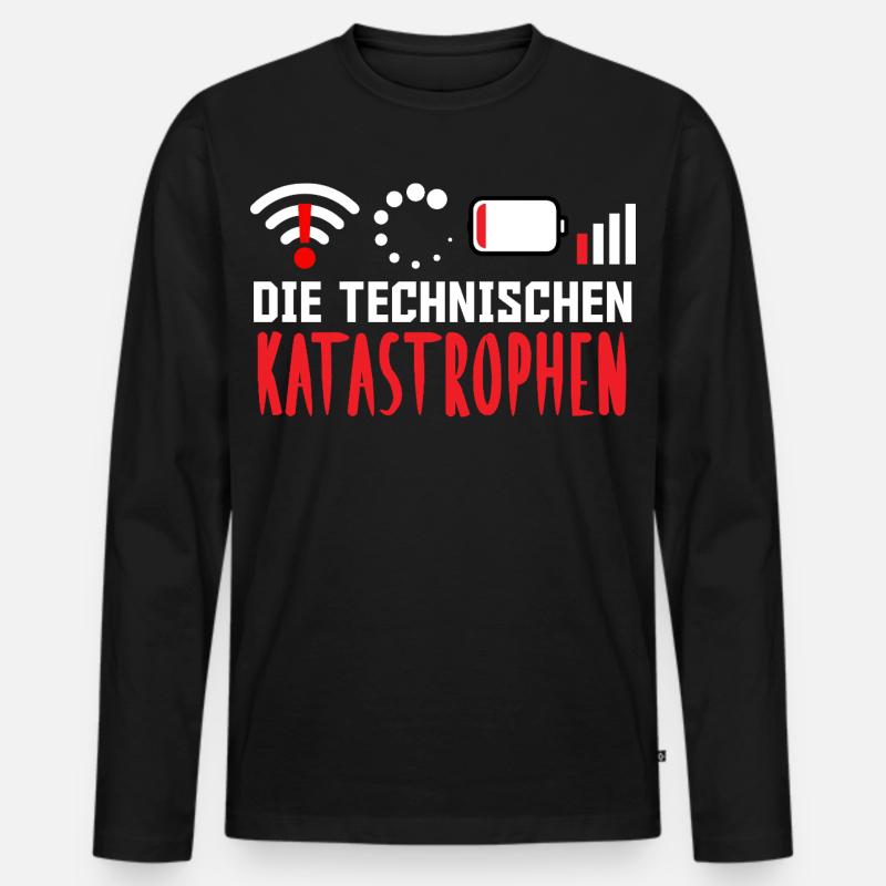 Nerd Computer THE TECHNICAL CATASTROPHES FUNNY - Men's Premium Organic Long Sleeve Shirt - black