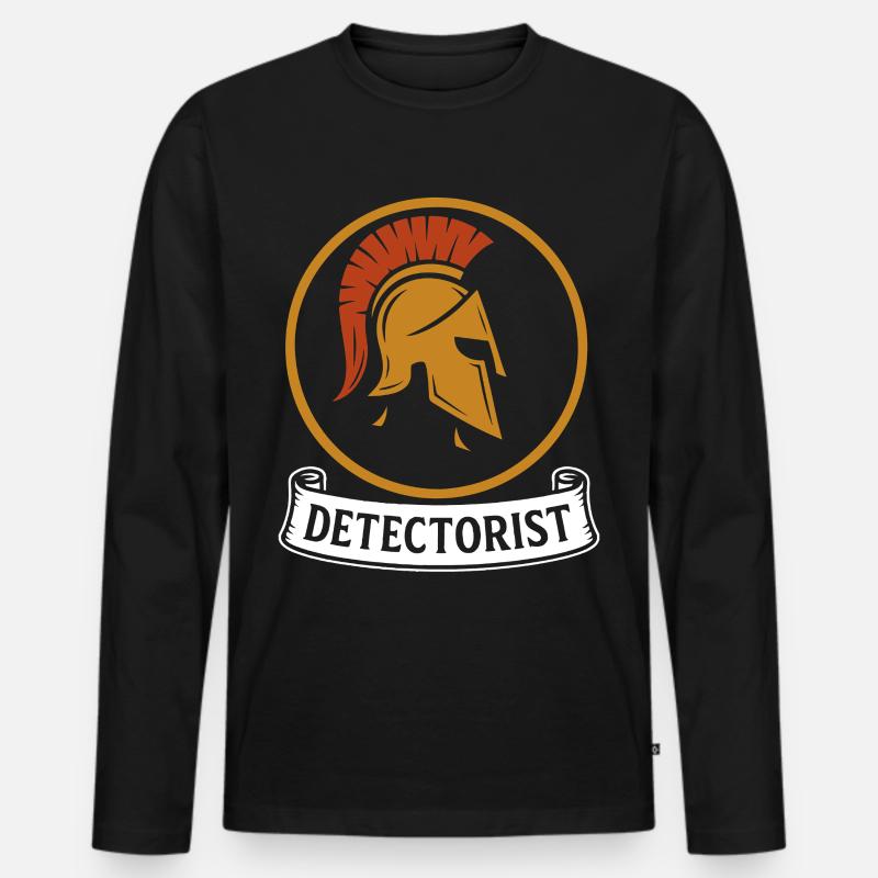 Schatzjäger, Metalldetektor - Männer Premium Bio Langarmshirt - Schwarz