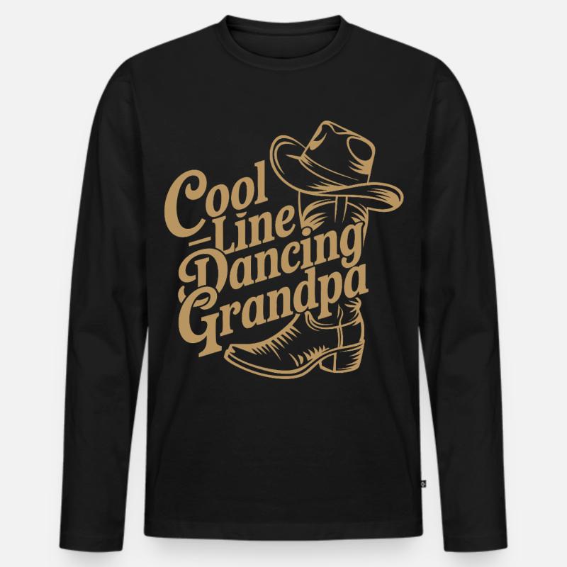 Coole Line-Dance Großvater - Männer Premium Bio Langarmshirt - Schwarz