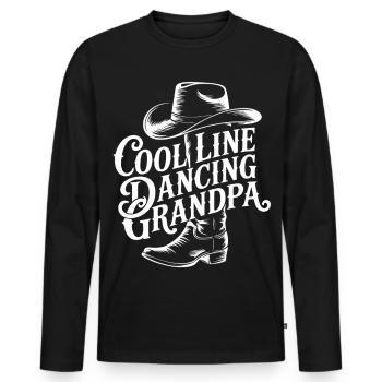 Grand-père Cowboy danseur en ligne - T-shirt manches longues Premium bio Homme - noir - Devant - Nico (187cm)