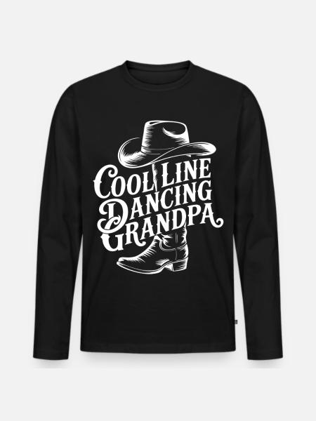 Line-Dancing Grandpa Cowboy - Men's Premium Organic Long Sleeve Shirt - black