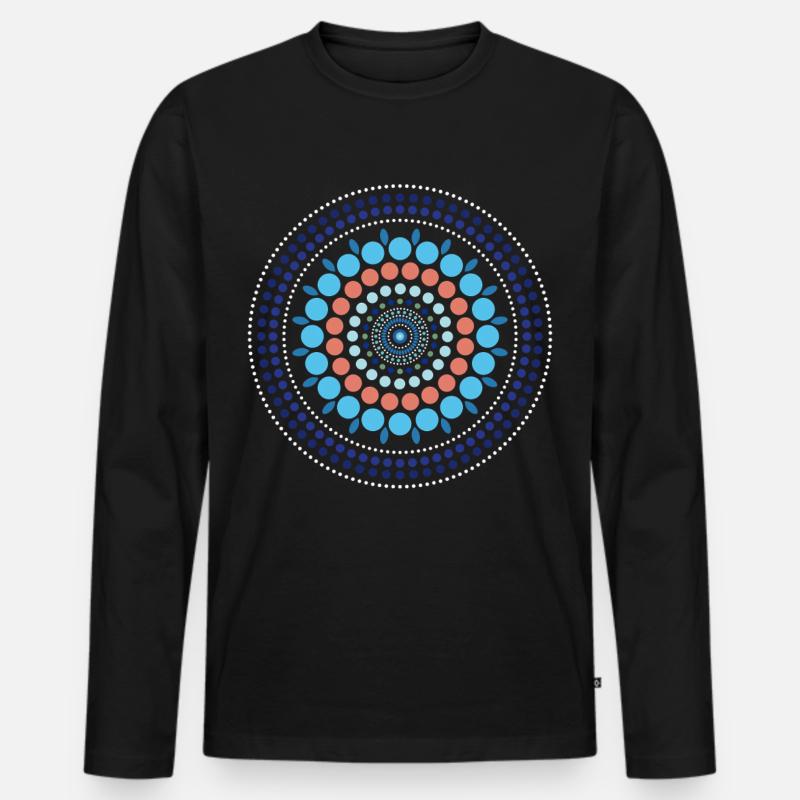 Blue Gradient Dot Mandala - Männer Premium Bio Langarmshirt - Schwarz
