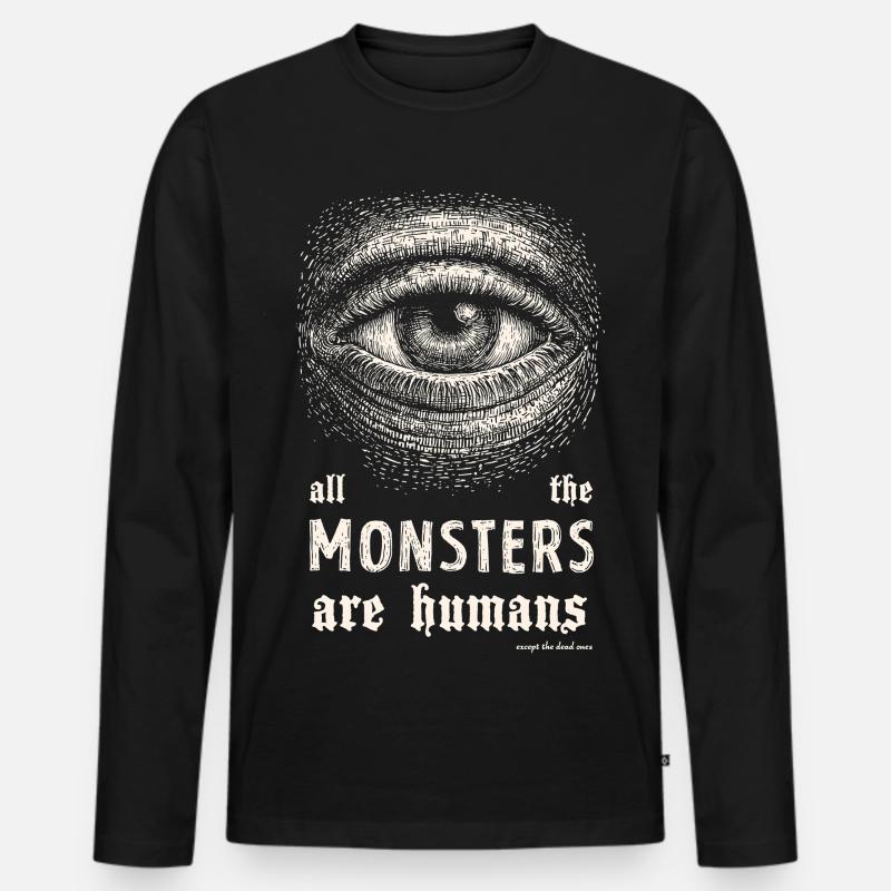 Monsters Are Humans - Männer Premium Bio Langarmshirt - Schwarz