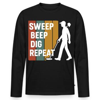 Balayage Bip Creuser Répéter Détection de métaux Fun - T-shirt manches longues Premium bio Homme - noir - Devant - Nico (187cm)