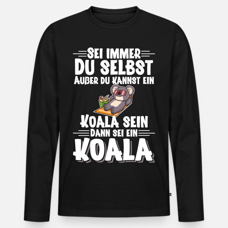Koala - Männer Premium Bio Langarmshirt - Schwarz