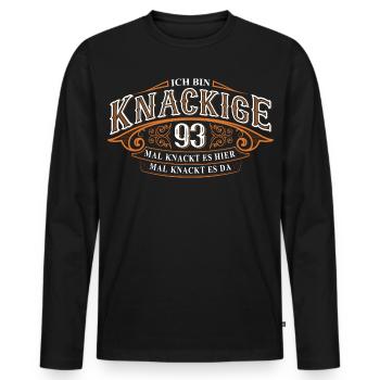 93. Geburtstag Ich Bin Knackige 93 - Männer Premium Bio Langarmshirt - Schwarz - Vorne - Nico (187cm)