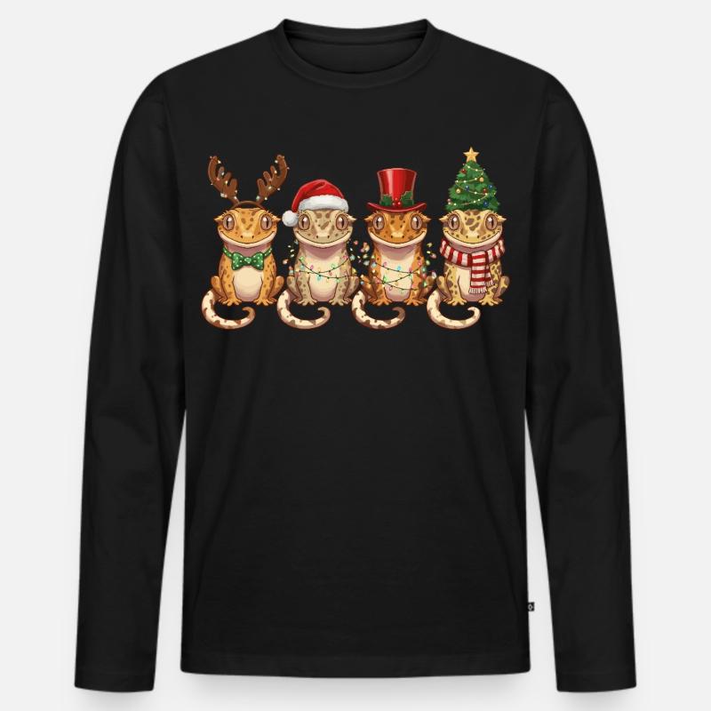 Kronengecko Weihnachtsmann Weihnachtsbeleuchtung - Männer Premium Bio Langarmshirt - Schwarz