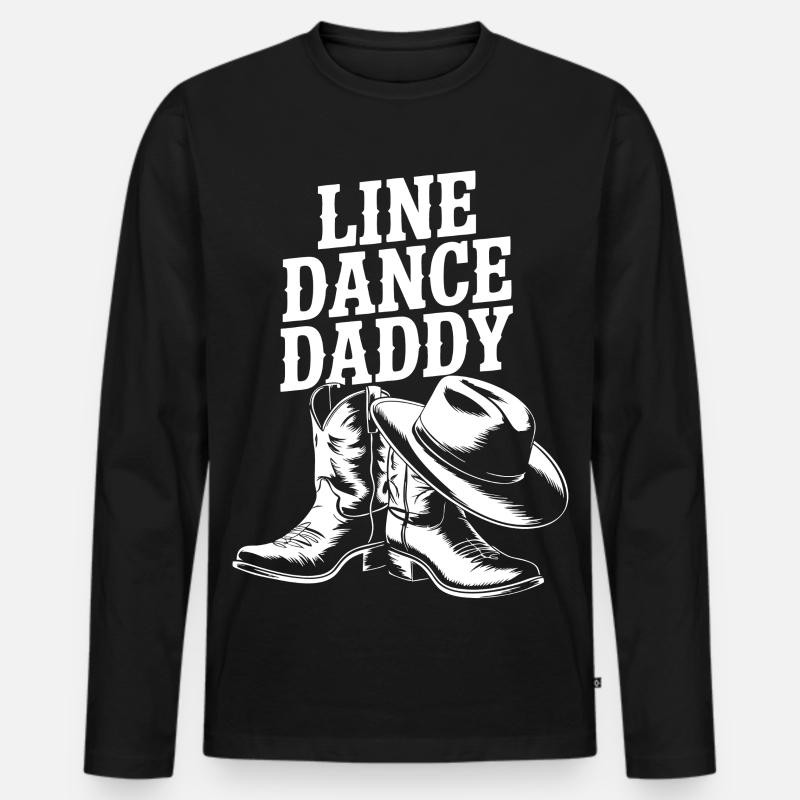 Line Dance Daddy Boots - Men's Premium Organic Long Sleeve Shirt - black