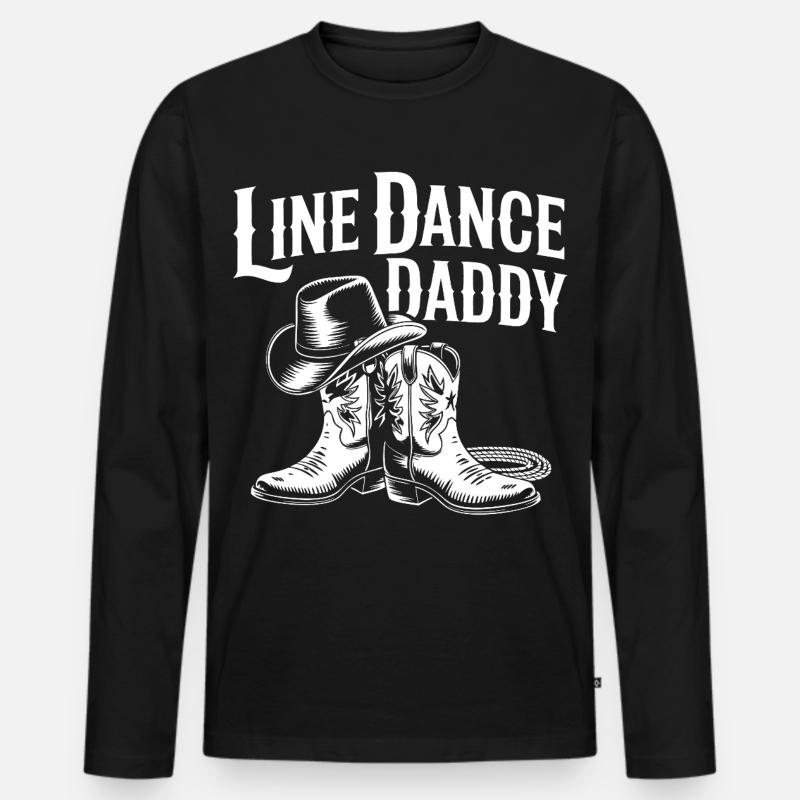 Line Dance Daddy Western Boots - Männer Premium Bio Langarmshirt - Schwarz