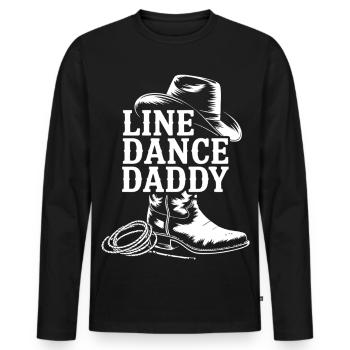 Cowboy Line Dance Daddy Motif - Men's Premium Organic Long Sleeve Shirt - black - Front - Nico (187cm)