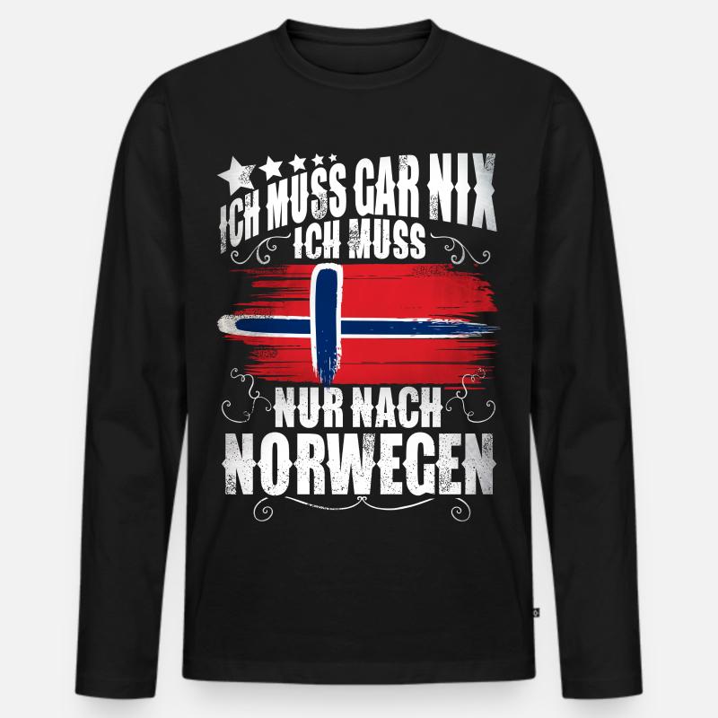 Norwegen - Männer Premium Bio Langarmshirt - Schwarz