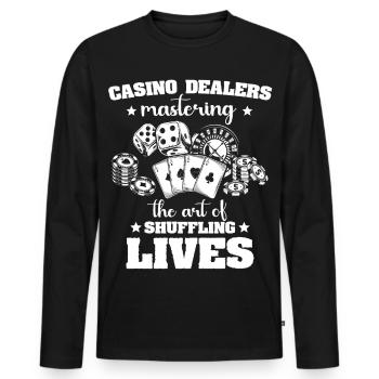 Casino - Männer Premium Bio Langarmshirt - Schwarz - Vorne - Nico (187cm)