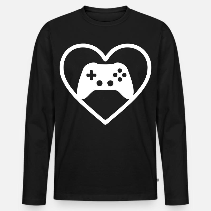 Heart Gaming – Stilisiertes Controller-Design - Männer Premium Bio Langarmshirt - Schwarz