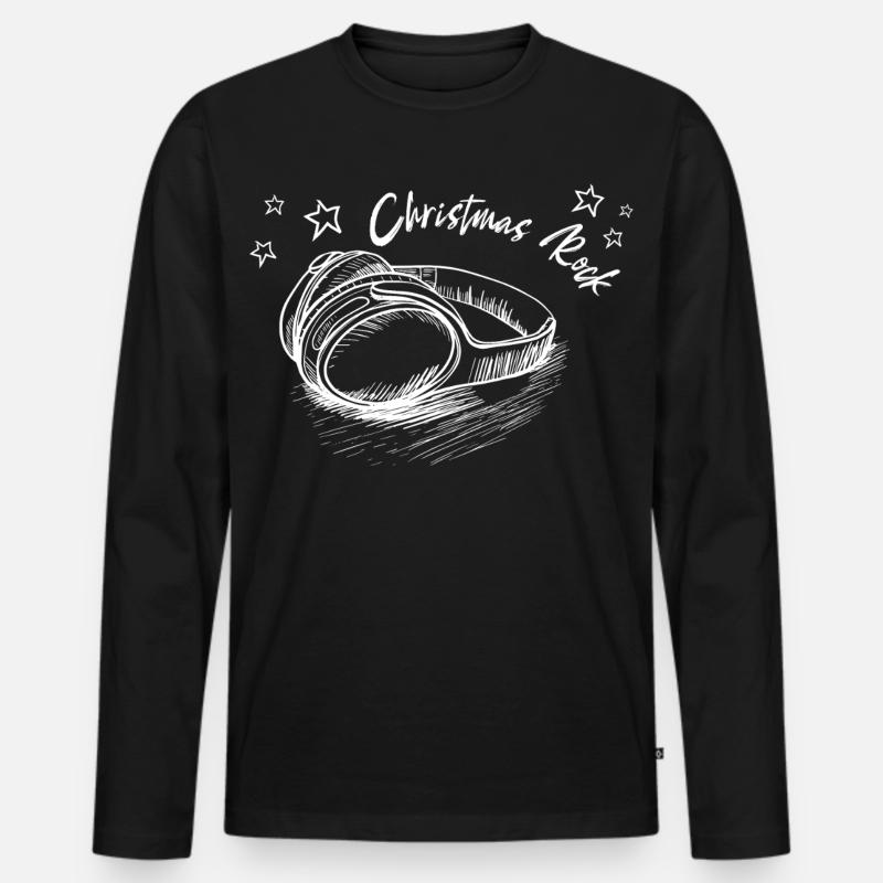 Weihnachten Kopfhörer CHRISTMAS ROCK - Männer Premium Bio Langarmshirt - Schwarz